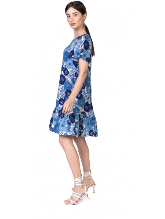 Rochie Leggera cu flori albastre din vascoza 100% #2