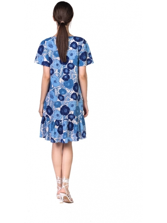 Rochie Leggera cu flori albastre din vascoza 100% #3
