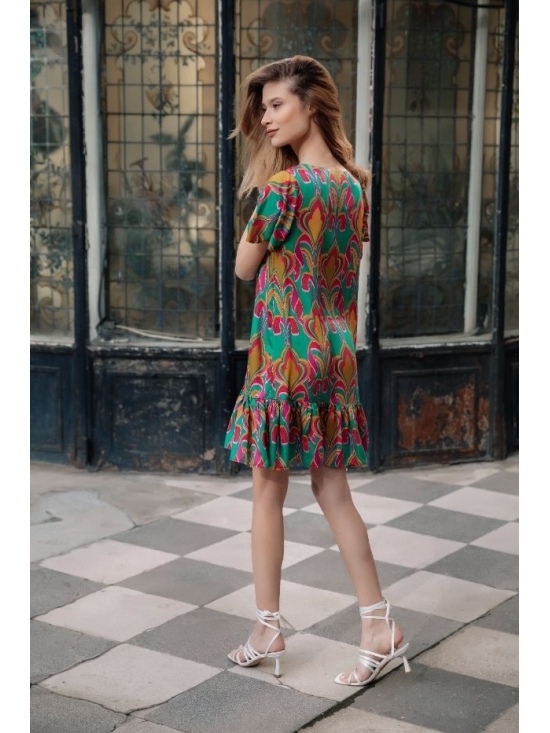 Rochie Leggera verde imprimata cu crini din vascoza 100% #5
