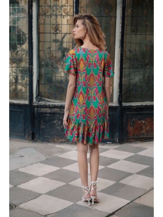 Rochie Leggera verde imprimata cu crini din vascoza 100% #7