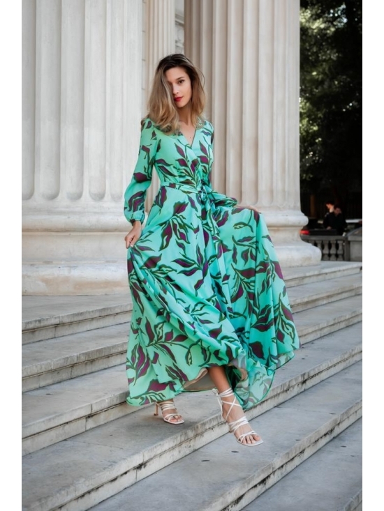 Rochie Ligia imprimata turquoise