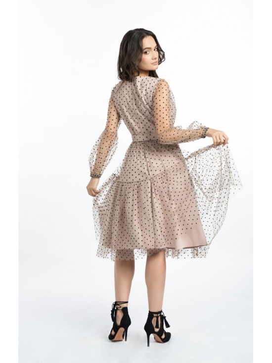 Rochie Felicia roz cu tull hexagonal #8