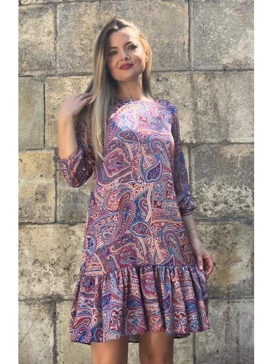 Rochie Leggera print arabesque roz-albastru #2
