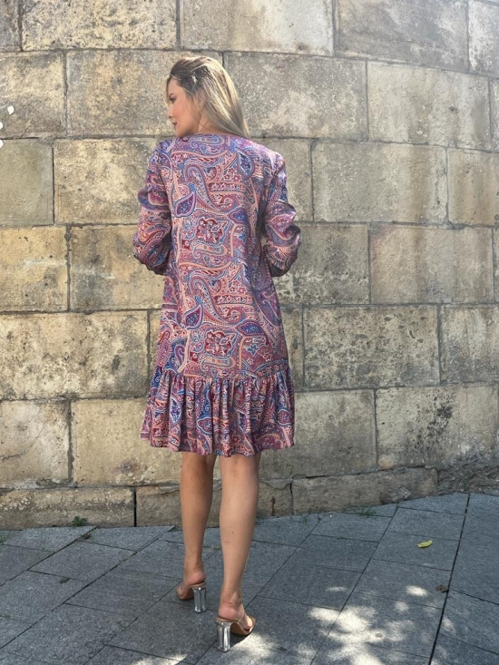 Rochie Leggera print arabesque roz-albastru #3