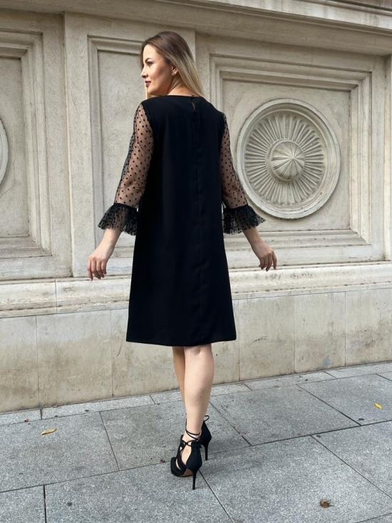 Rochie Christelle neagra din tull cu buline #4