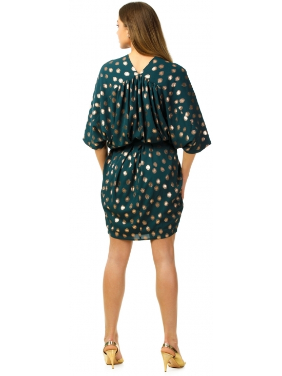 Rochie Mandy din voal cu buline aurii #3