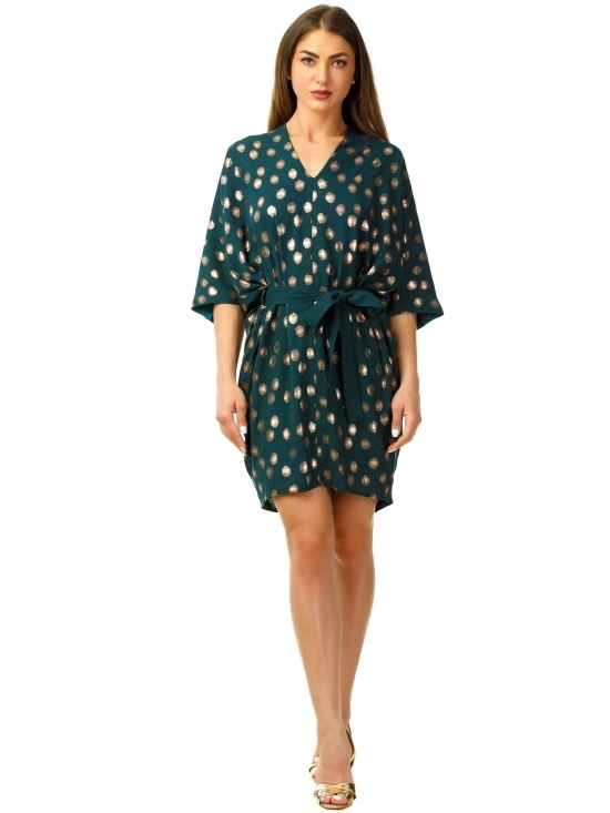 Rochie Mandy din voal cu buline aurii