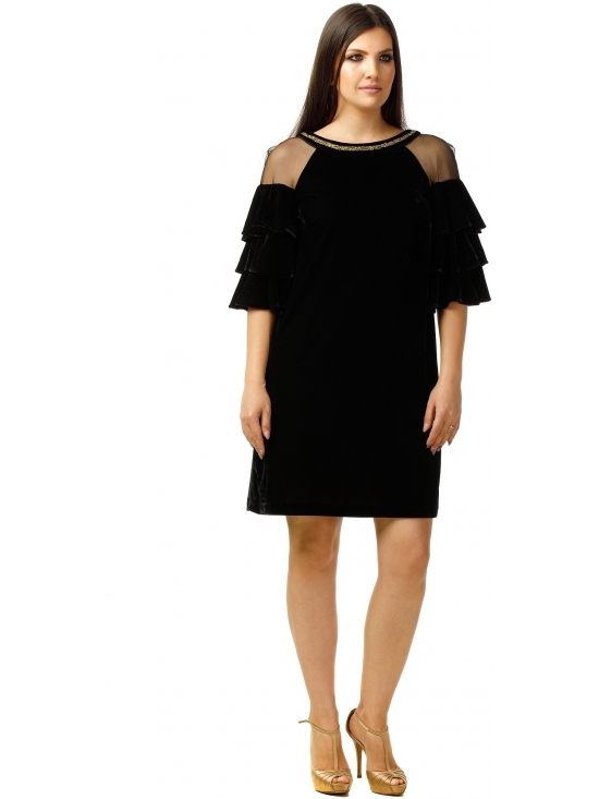 Rochie Marisa neagra din catifea #2