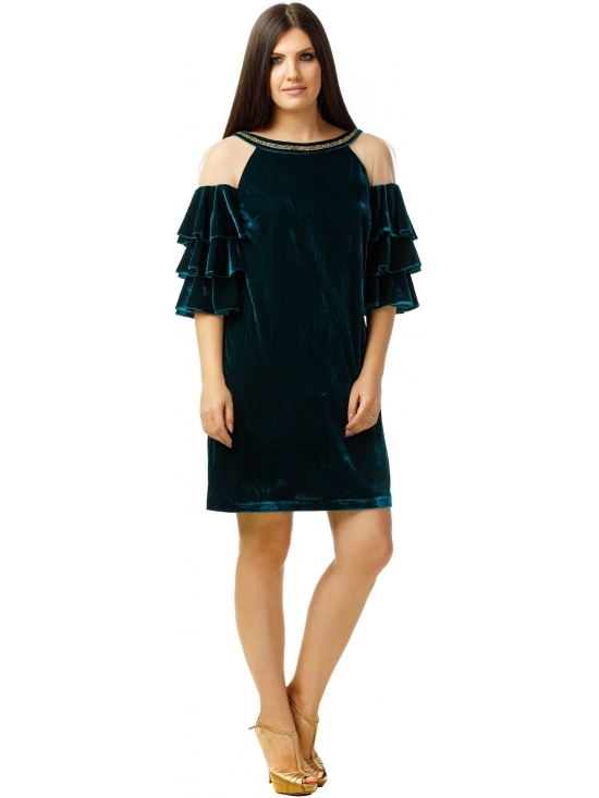 Rochie Marisa verde din catifea