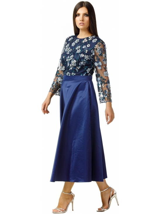 Rochie Zeno din tull brodat si tafta duchesse #2