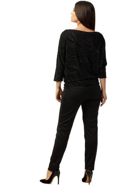 Bluza Party cu maneca lunga din lurex negru cu romburi #3