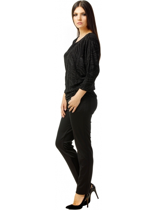 Bluza Party cu maneca lunga din lurex negru cu romburi #4