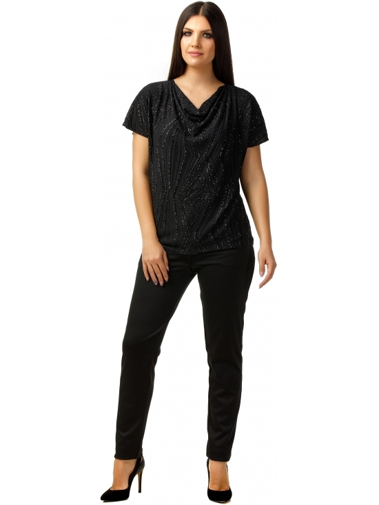 Bluza Party cu maneca scurta din lurex negru cu romburi #2