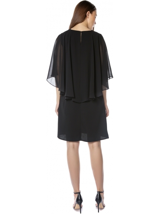 Rochie Fantasy neagra din crep cu capa de voal #3