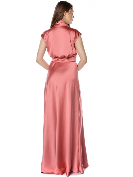 Rochie Brenna roz din satin cu cadere #3