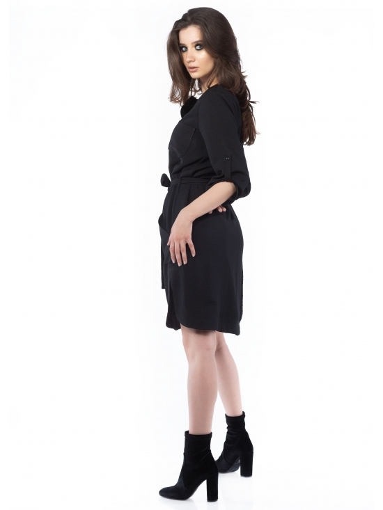 Rochie Candy neagra cu buzunare safari #2