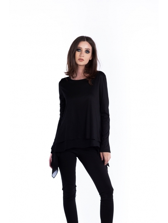 Bluza Valeria neagra din jerse vascoza 100%