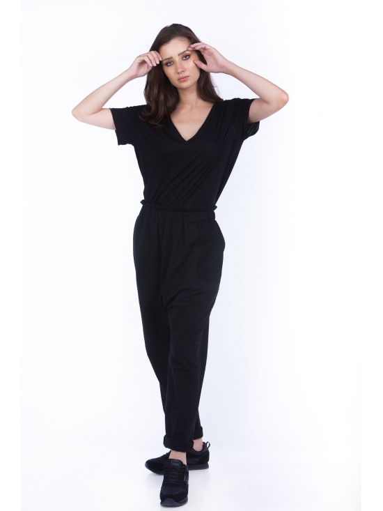 Pantalon Sultana din bumbac 100% cu plasa neagra fagure #3