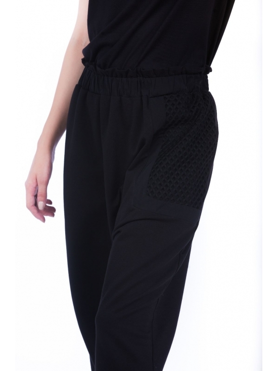 Pantalon Sultana din bumbac 100% cu plasa neagra fagure