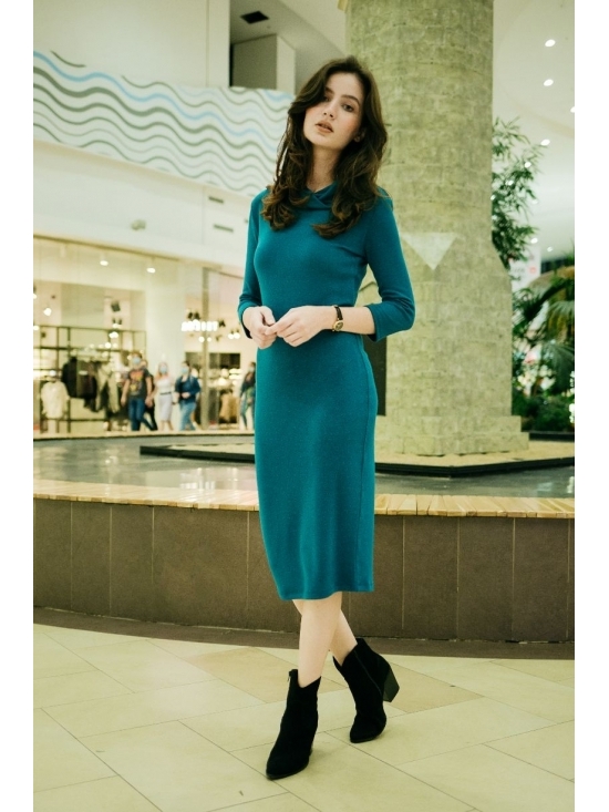 Rochie Ella tricotata albastra #2