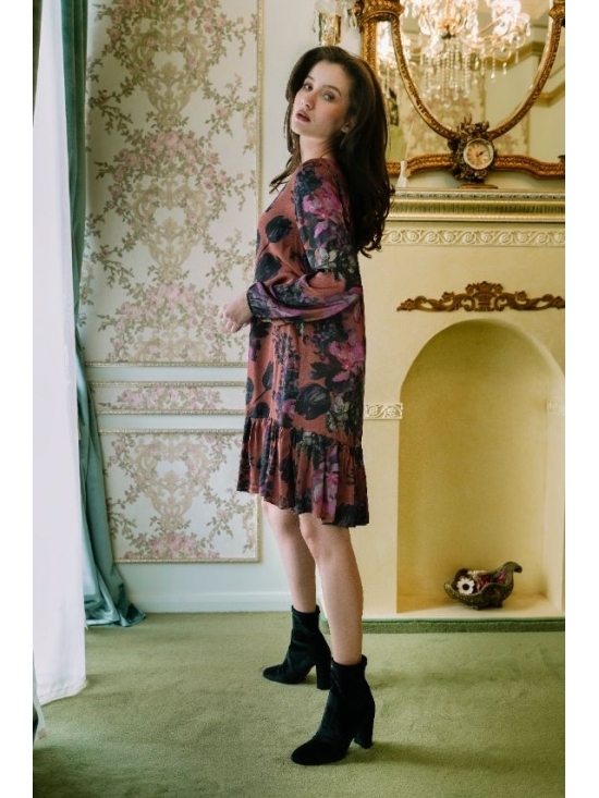 Rochie Leggera imprimata cognac #2