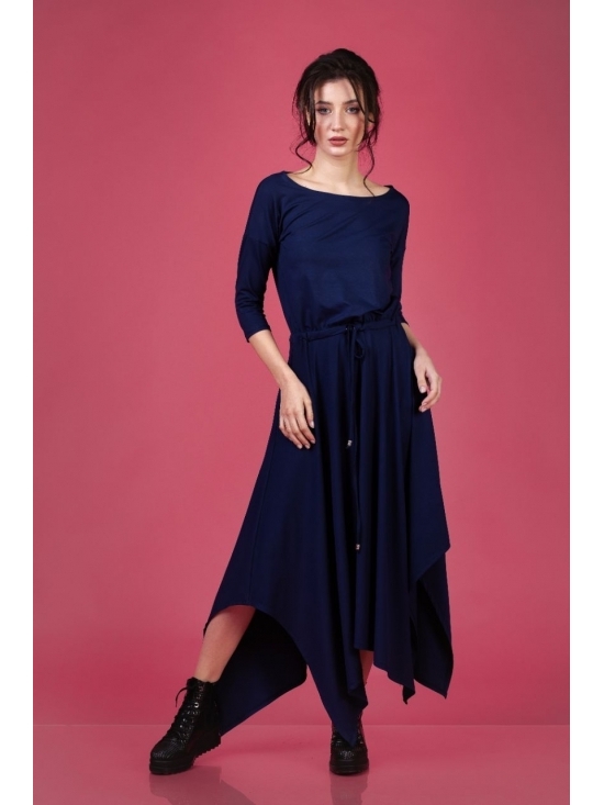 Rochie Krissy jerse bleumarin din vascoza 100% #2