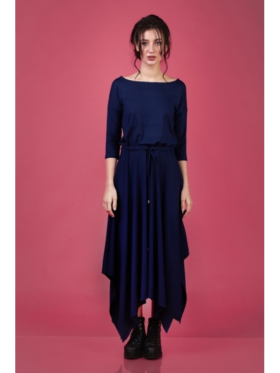 Rochie Krissy jerse bleumarin din vascoza 100% #7