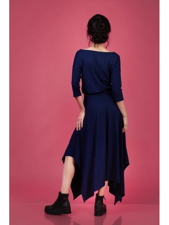 Rochie Krissy jerse bleumarin din vascoza 100% #8