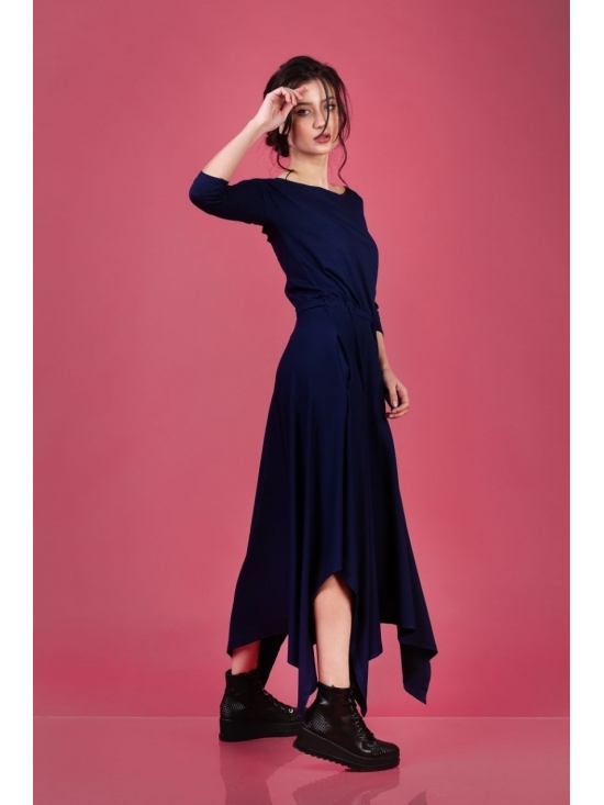 Rochie Krissy jerse bleumarin din vascoza 100% #9