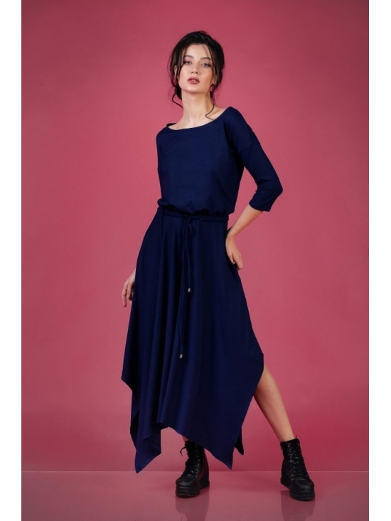 Rochie Krissy jerse bleumarin din vascoza 100%