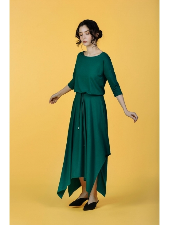 Rochie Krissy verde din jerse vascoza 100% #2