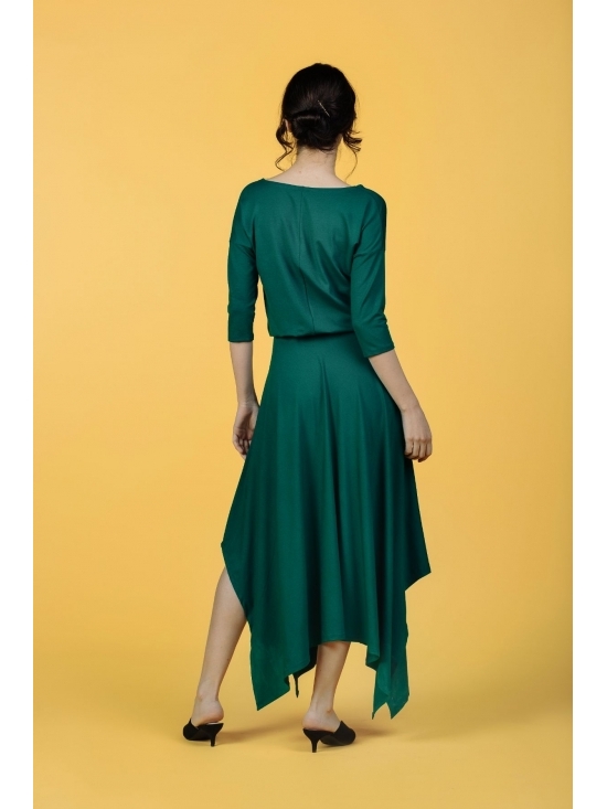 Rochie Krissy verde din jerse vascoza 100% #4