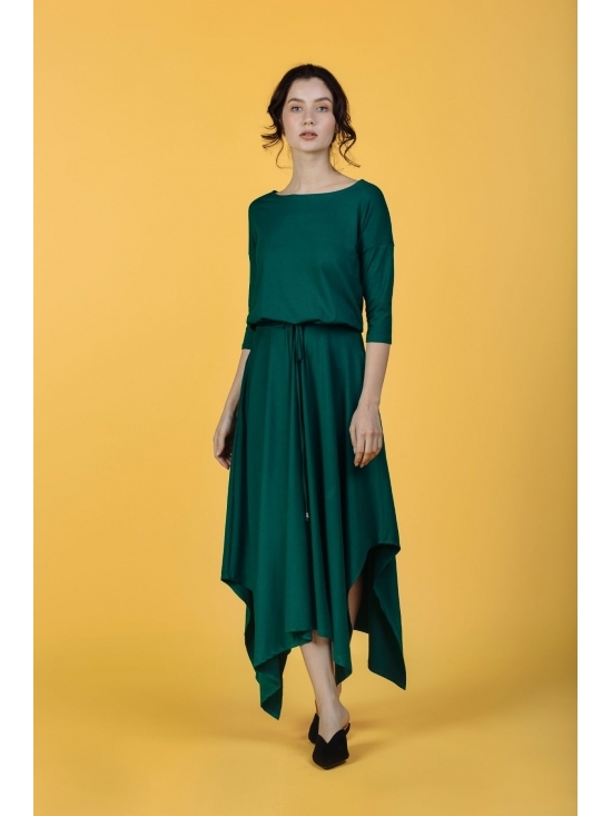 Rochie Krissy verde din jerse vascoza 100%