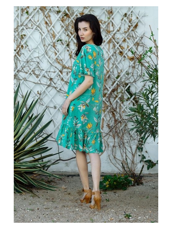 Rochie Leggera verde cu flori galbene #3