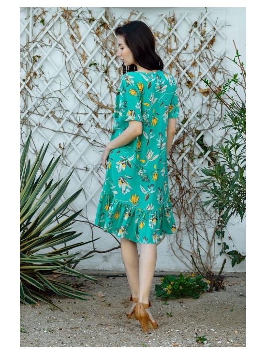 Rochie Leggera verde cu flori galbene #4