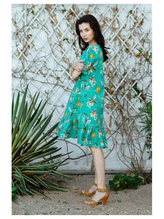 Rochie Leggera verde cu flori galbene #2