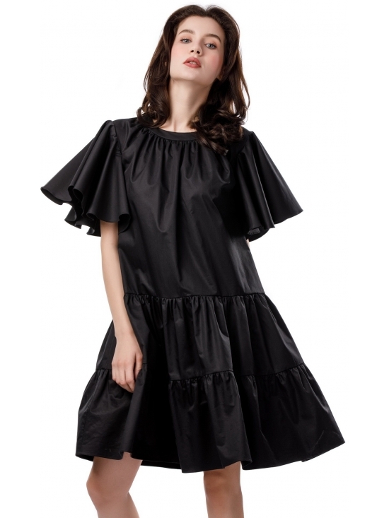 Rochie Cupcake poplin negru din bumbac 100%