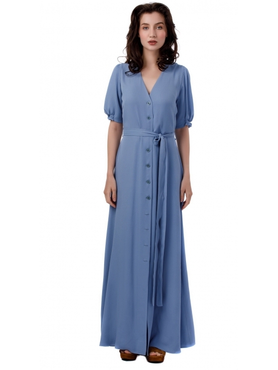 Rochie Nina maxi bleu din vascoza 100% #2