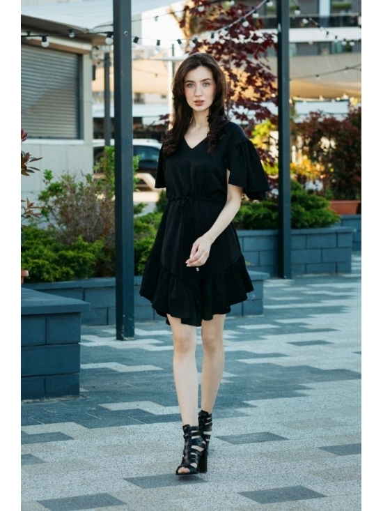 Rochie Sybill neagra subtire din vascoza 100% #2