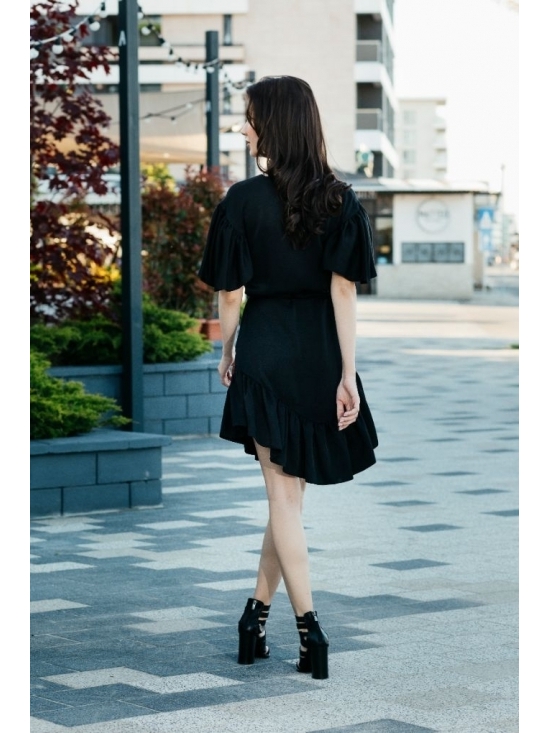 Rochie Sybill neagra subtire din vascoza 100% #4