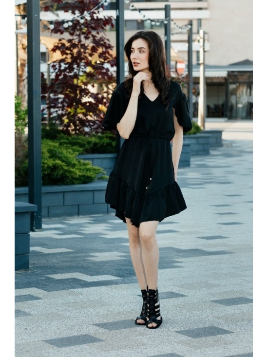 Rochie Sybill neagra subtire din vascoza 100%