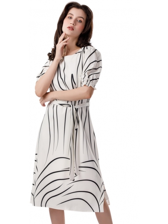 Rochie Emily print grafic alb-negru #3