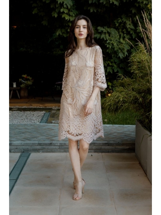 Rochie Ilinca din broderie pe tull nude #3