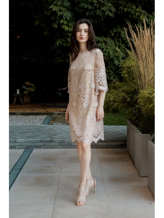 Rochie Ilinca din broderie pe tull nude #4