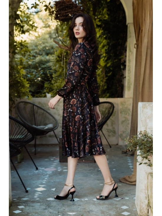 Rochie Lilette imprimata negru-caramiziu din vascoza 100% #6
