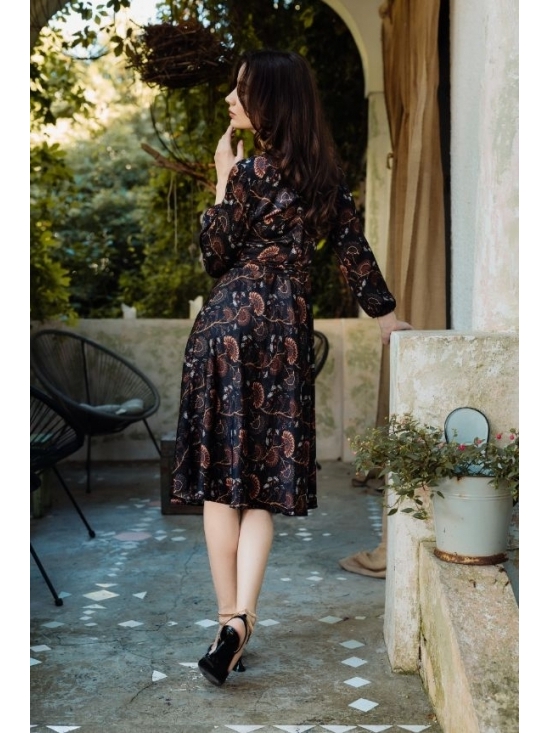 Rochie Lilette imprimata negru-caramiziu din vascoza 100% #7