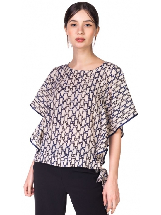 Bluza Ada imprimata alb-albastru