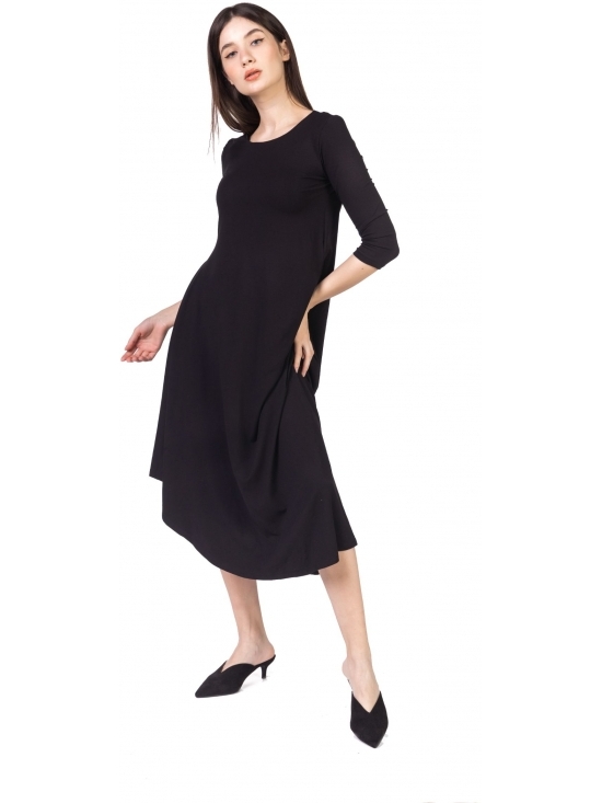 Rochie Diana din jerse negru din vascoza #3